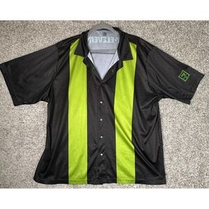 7 Eleven Button Up Shirt Size 3XL Black Green Short Sleeves Workwear Uniform‎